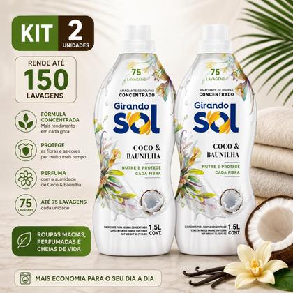 Imagem de Kit 2 amaciantes concentrados Girando Sol coco e baunilha 1,5