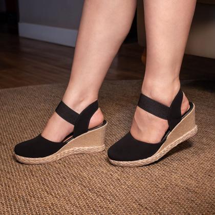 Imagem de Kit 2 Anabela Fechada Salto Alto Bloco Meia Pata Elastico