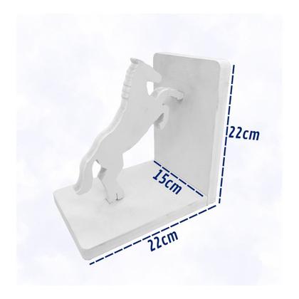 Imagem de Kit 2 Aparador Livros Mdf Suporte Cavalo Rústico Apoio Prateleira Estante Enfeite Segurador