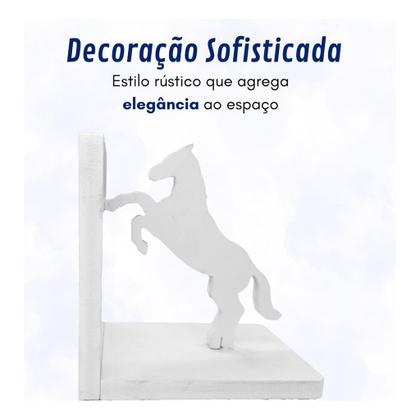 Imagem de Kit 2 Aparador Livros Mdf Suporte Cavalo Rústico Apoio Prateleira Estante Enfeite Segurador