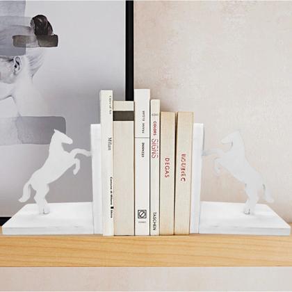 Imagem de Kit 2 Aparador Livros Mdf Suporte Cavalo Rústico Apoio Prateleira Estante Enfeite Segurador