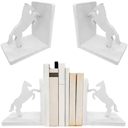 Imagem de Kit 2 Aparador Livros Mdf Suporte Cavalo Rústico Apoio Prateleira Estante Enfeite Segurador