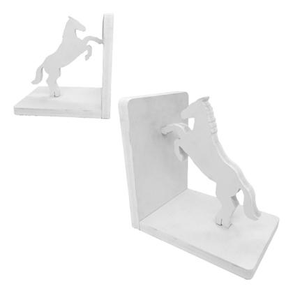 Imagem de Kit 2 Aparador Livros Mdf Suporte Cavalo Rústico Apoio Prateleira Estante Enfeite Segurador