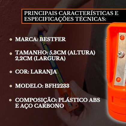 Imagem de Kit 2 Apontador Lápis Carpinteiro Encaixe Duplo Quadrado Pedreiro Marceneiro Gesseiro Profissional