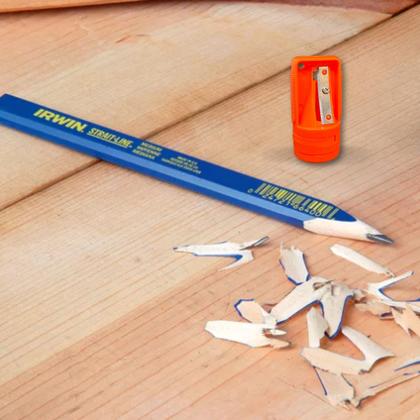 Imagem de Kit 2 Apontador Lápis Carpinteiro Encaixe Duplo Quadrado Pedreiro Marceneiro Gesseiro Profissional