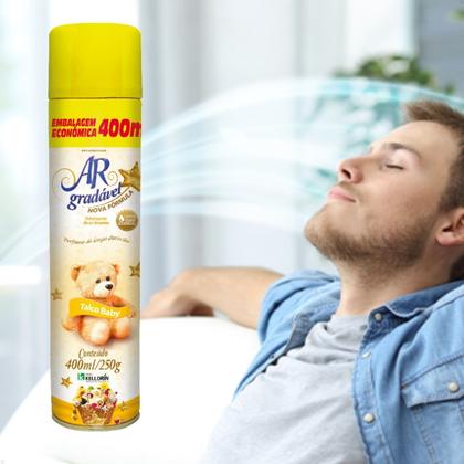 Kit 2 Ar Gradável Kelldrin Aerossol Talco Baby - 400ml - KELLDRIN INDUSTRIA LTDA Imagem de Kit 2 Ar Gradável Kelldrin Aerossol Talco Baby - 400ml