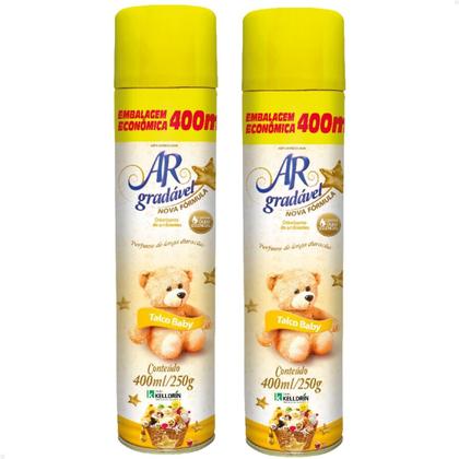 Kit 2 Ar Gradável Kelldrin Aerossol Talco Baby - 400ml - KELLDRIN INDUSTRIA LTDA Imagem de Kit 2 Ar Gradável Kelldrin Aerossol Talco Baby - 400ml