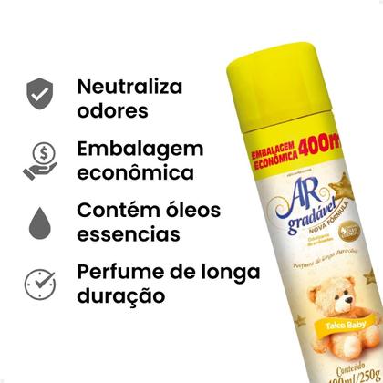 Kit 2 Ar Gradável Kelldrin Aerossol Talco Baby - 400ml - KELLDRIN INDUSTRIA LTDA Imagem de Kit 2 Ar Gradável Kelldrin Aerossol Talco Baby - 400ml