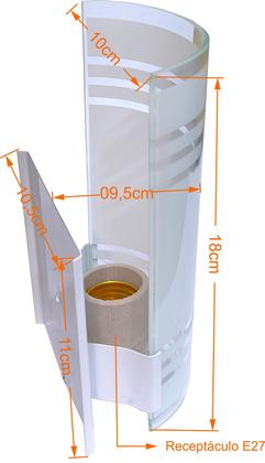 Imagem de Kit 2 Arandela Calha de Parede Com Vidro Pintado