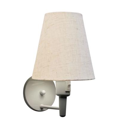 Imagem de Kit/2 Arandela Cone Md-2013 Branco C/ Inter Liga e Desl Cúpula em Tecido Rustico Bege - Bivolt