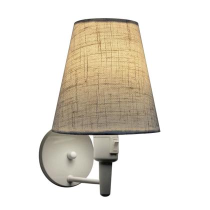 Imagem de Kit/2 Arandela Cone Md-2013 Branco C/ Inter Liga e Desl Cúpula em Tecido Rustico Bege - Bivolt