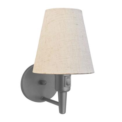 Imagem de Kit/2 Arandela Cone Md-2013 Cinza C/ Inter Liga e Desl Cúpula em Tecido Rustico Bege - Bivolt