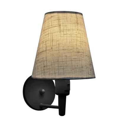 Imagem de Kit/2 Arandela Cone Md-2013 Preto C/ Inter Liga e Desl Cúpula em Tecido Rustico Bege - Bivolt