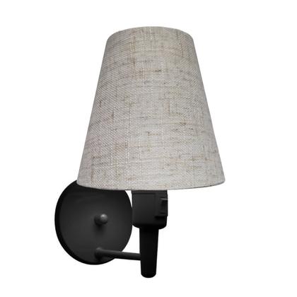 Imagem de Kit/2 Arandela Cone Md-2013 Preto C/ Inter Liga e Desl Cúpula em Tecido Rustico Bege - Bivolt