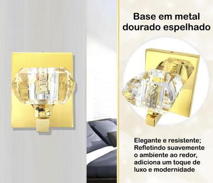 Imagem de Kit 2 Arandela Cristal Dourado Polido Cindy Banheiro Bet40 +