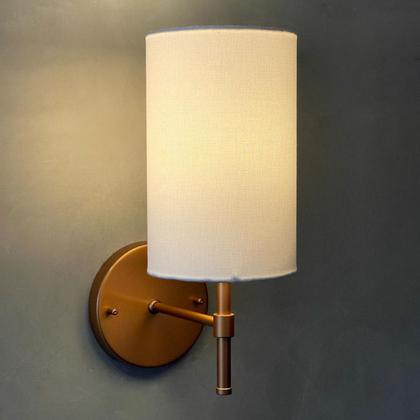 Imagem de Kit 2 Arandela Em Aluminio Com Cupula Tecido Algodao Soquete E27 Tensao Bivolt