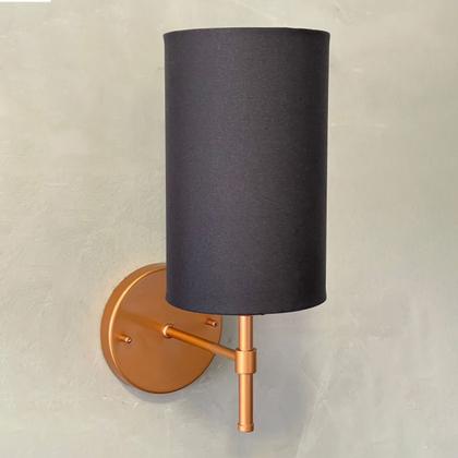 Imagem de Kit 2 Arandela Em Aluminio Com Cupula Tecido Algodao Soquete E27 Tensao Bivolt