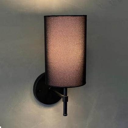 Imagem de Kit 2 Arandela Em Aluminio Com Cupula Tecido Algodao Soquete E27 Tensao Bivolt