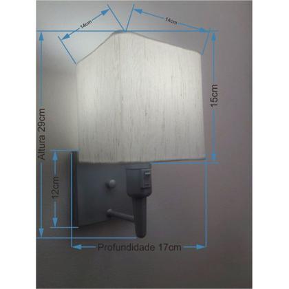 Imagem de Kit/2 Arandela Quadrada Md-2019 Cinza C/ Inter Liga e Desl Cúpula em Tecido Linho Bege - Bivolt