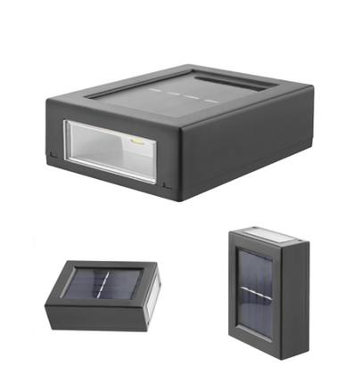 Imagem de Kit 2 Arandela Solar Slim 2 Focos Luminária Parede À Prova D Água Luz Branco Quente IP65 Ambiente externo jardim deck quintal