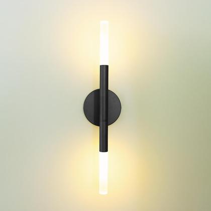 Imagem de kit 2 Arandela Tubo 2 Difusores Acrilico Preto Fosco C/ Led