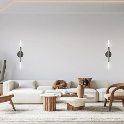 Imagem de Kit 2 Arandela Veneza Tubo 2 Difusores Acrilico Preta Fosco
