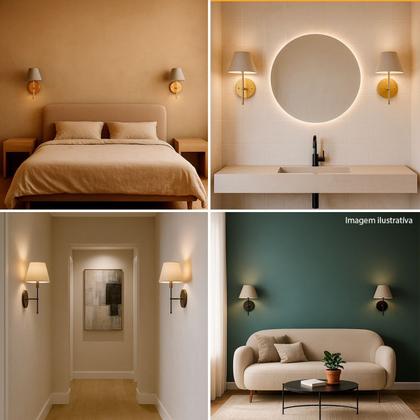 Imagem de Kit 2 Arandelas De Parede clássica Com Interruptor e Cúpula Ref 16 Para Cabeceira de Cama, Quarto, Sala, Casa, Lavabo