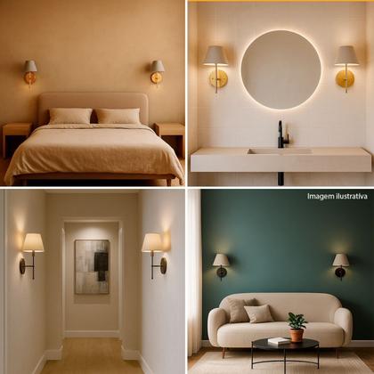 Imagem de Kit 2 Arandelas De Parede clássica Com Interruptor e Cúpula Ref 16 Para Cabeceira de Cama, Quarto, Sala, Casa, Lavabo