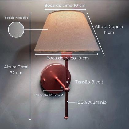 Imagem de Kit 2 Arandelas De Parede Clássica de Alumínio com Interruptor com cúpula Ref 16 com Lâmpada branco frio