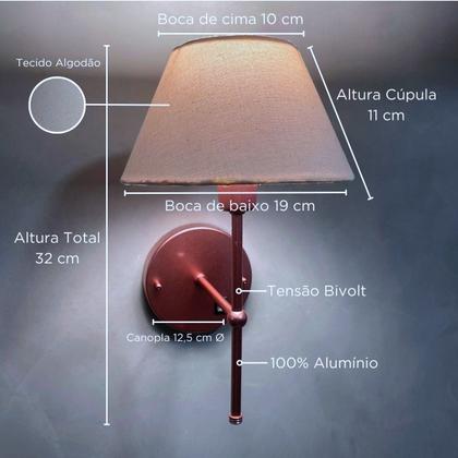 Imagem de Kit 2 Arandelas De Parede Clássica de Alumínio com Interruptor com cúpula Ref 16 com Lâmpada branco frio
