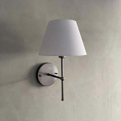 Imagem de Kit 2 Arandelas luminária De Parede Clássica de alumínio Com Cúpula Tecido Algodão Ref 19 Para Sala, cabeceira de cama, Quarto Corredor