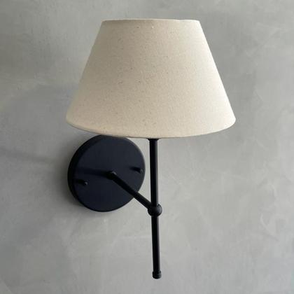 Imagem de Kit 2 Arandelas luminária De Parede Clássica de alumínio Com Cúpula Tecido Algodão Ref 19 Para Sala, cabeceira de cama, Quarto Corredor