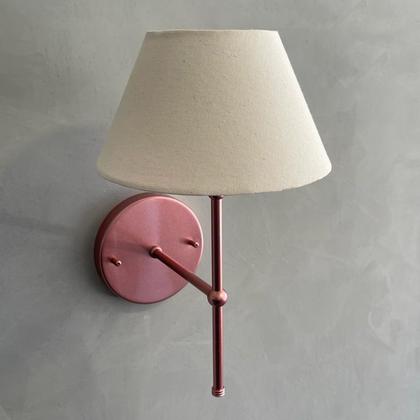 Imagem de Kit 2 Arandelas luminária De Parede Clássica de alumínio Com Cúpula Tecido Algodão Ref 19 Para Sala, cabeceira de cama, Quarto Corredor