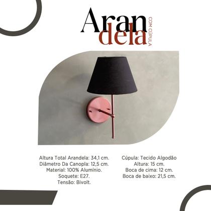 Imagem de Kit 2 Arandelas luminária De Parede Clássica de alumínio Com Cúpula Tecido Algodão Ref 19 Para Sala, cabeceira de cama, Quarto Corredor