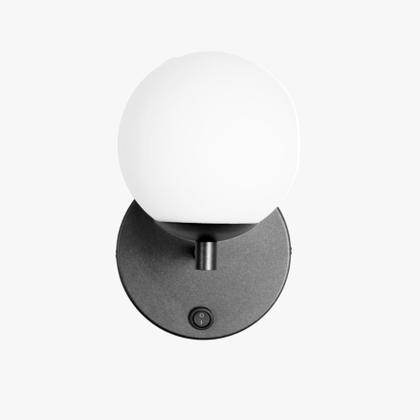 Imagem de Kit 2 Arandelas Parede Interna c/ Interruptor Preto + Led