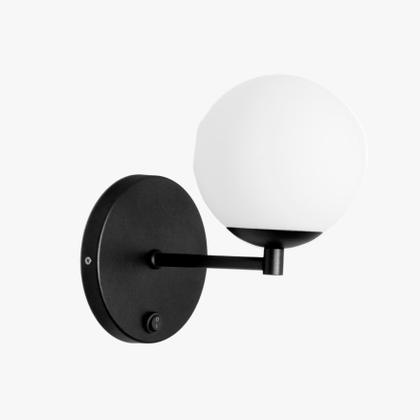 Imagem de Kit 2 Arandelas Parede Interna c/ Interruptor Preto + Led