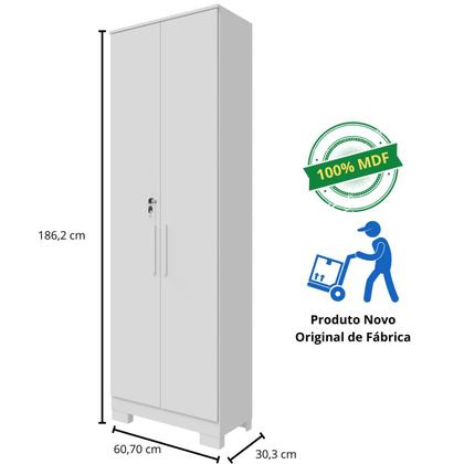Imagem de Kit 2 Armário Multiúso 2 Portas com Chave Lavanderia Cozinha Escritório 100% MDF Faura Móveis