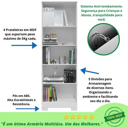 Imagem de Kit 2 Armário Multiúso 2 Portas com Chave Lavanderia Cozinha Escritório 100% MDF Faura Móveis