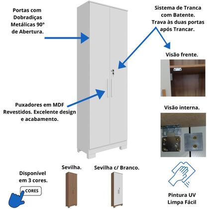 Imagem de Kit 2 Armário Multiúso 2 Portas com Chave Lavanderia Cozinha Escritório 100% MDF Faura Móveis