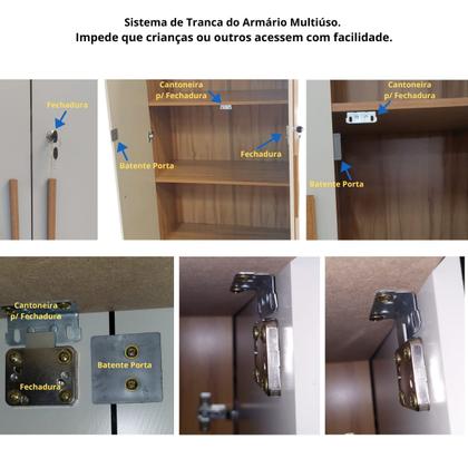 Imagem de Kit 2 Armário Multiúso 2 Portas com Chave Lavanderia Cozinha Escritório 100% MDF Faura Móveis