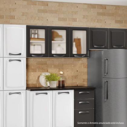 Imagem de Kit 2 Armários Aéreos Multiuso Itatiaia Aço 3 Portas Com Vidro New Premium Cozinha e Área de Serviço Grafite