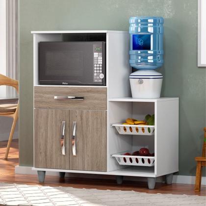 Imagem de Kit 2 Armários Multiuso Irlanda com Fruteira Branco/Castanho - Lumil Móveis