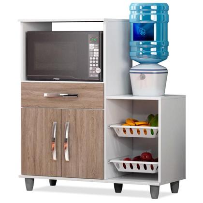 Imagem de Kit 2 Armários Multiuso Irlanda com Fruteira Branco/Castanho - Lumil Móveis