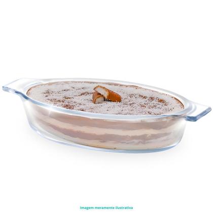 Imagem de Kit 2 Assadeira Travessa Refratária Alças Oval De Vidro 600ml