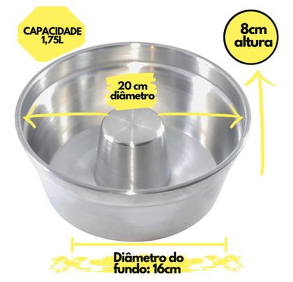 Imagem de Kit 2 Assadeiras N 20 Forma Redonda Bolo Pudim Com Tubo Reforçada