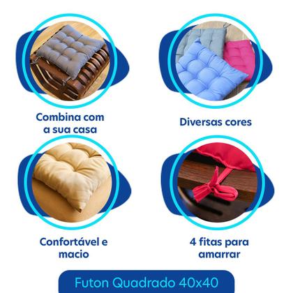 Imagem de KIT 2 Assentos Almofadas Futon Cadeira Grande Cheia Decorativa Sofá Poltrona Cama Fita Para Amarrar 40x40cm