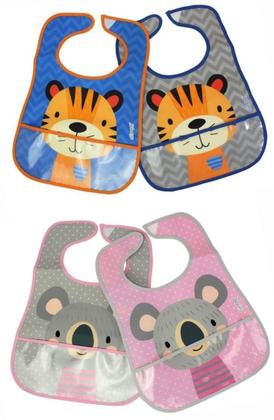 Imagem de Kit 2 Babador Impermeável Com Bolso Coletor Clingo 37cm