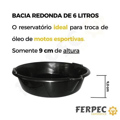 Imagem de Kit 2 Bacia 6 Litros Troca de Óleo para Moto Oficina