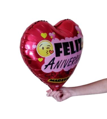 Imagem de Kit 2 Balão Metalizado Coração Feliz Aniversário Festas - 46cm