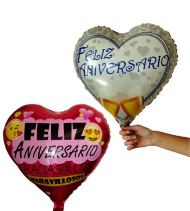 Imagem de Kit 2 Balão Metalizado Coração Feliz Aniversário Festas - 46cm